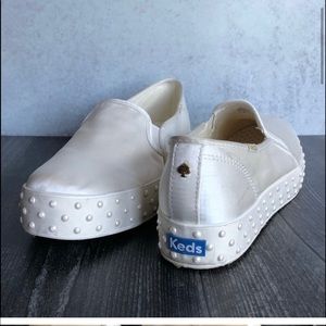 Kate Spade Keds X Kate New York White Satin Triple Bridal Collection Sneaker 8